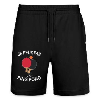Je Peux Pas J'ai Ping Pong - Short de jogging bio TRAINER Stanley/Stella unisexe - noir - Devant - Nik (191cm) & Marisol (170cm)