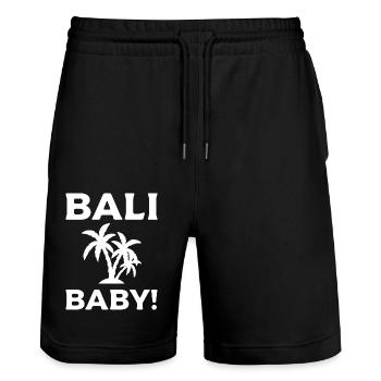 Bali - Short de jogging bio TRAINER Stanley/Stella unisexe - noir - Devant - Nik (191cm) & Marisol (170cm)