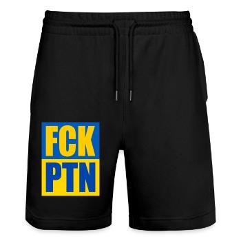 Fck ptn - Stanley/Stella Unisex Bio Joggingshorts Trainer  - Schwarz - Vorne - Nik (191cm) & Marisol (170cm)