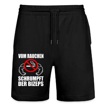 Vom rauchen schrumpft der bizeps - Stanley/Stella Unisex Bio Joggingshorts Trainer  - Schwarz - Vorne - Nik (191cm) & Marisol (170cm)