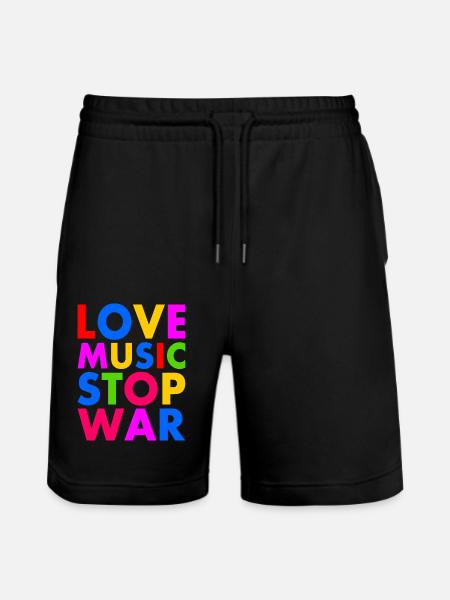 Love music stop war - Stanley/Stella Trainer Unisex Organic Jogging Shorts - black