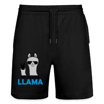 Quote No Drama Llama - Stanley/Stella Trainer Unisex Organic Jogging Shorts - black - Front - Nik (191cm) & Marisol (170cm)