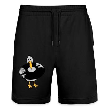 Party Seagull Vinyl Record - Stanley/Stella Trainer Unisex Organic Jogging Shorts - black - Front - Nik (191cm) & Marisol (170cm)