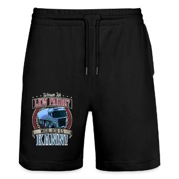 LKW Fahrer - Stanley/Stella Unisex Bio Joggingshorts Trainer  - Schwarz - Vorne - Nik (191cm) & Marisol (170cm)
