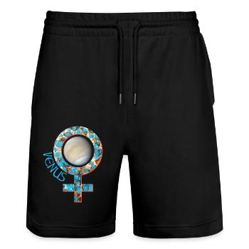 venus e 276 - Stanley/Stella Unisex Bio Joggingshorts Trainer  - Schwarz - Vorne - Nik (191cm) & Marisol (170cm)