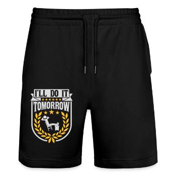 do it tomorrow Zitat - Stanley/Stella Unisex Bio Joggingshorts Trainer  - Schwarz - Vorne - Nik (191cm) & Marisol (170cm)