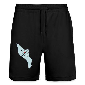 Il d'oléron love all directions - Stanley/Stella Trainer Unisex Organic Jogging Shorts - black - Front - Nik (191cm) & Marisol (170cm)