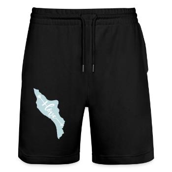 Il d'Oléron I love - Stanley/Stella Trainer Unisex Organic Jogging Shorts - black - Front - Nik (191cm) & Marisol (170cm)