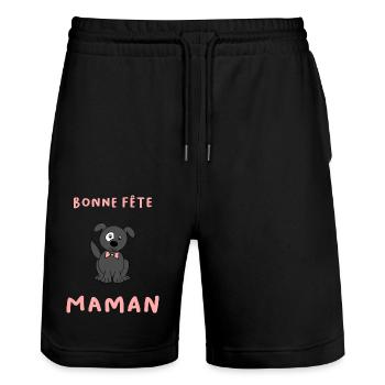 BONNE FÊTE. FÊTE DES MÈRES. FÊTE DES PÈRES. FÊTE - Short de jogging bio TRAINER Stanley/Stella unisexe - noir - Devant - Nik (191cm) & Marisol (170cm)