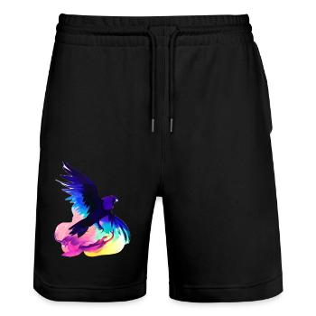Budgerigar cockatiel bird owner bird - Stanley/Stella Trainer Unisex Organic Jogging Shorts - black - Front - Nik (191cm) & Marisol (170cm)