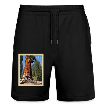 Sequoia National Park - Stanley/Stella Trainer Unisex Organic Jogging Shorts - black - Front - Nik (191cm) & Marisol (170cm)