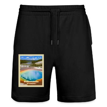 Yellowstone National Park - Stanley/Stella Trainer Unisex Organic Jogging Shorts - black - Front - Nik (191cm) & Marisol (170cm)