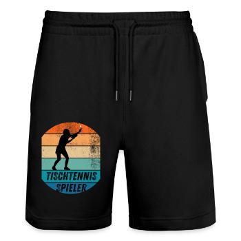 Tischtennisspieler - Stanley/Stella Unisex Bio Joggingshorts Trainer  - Schwarz - Vorne - Nik (191cm) & Marisol (170cm)
