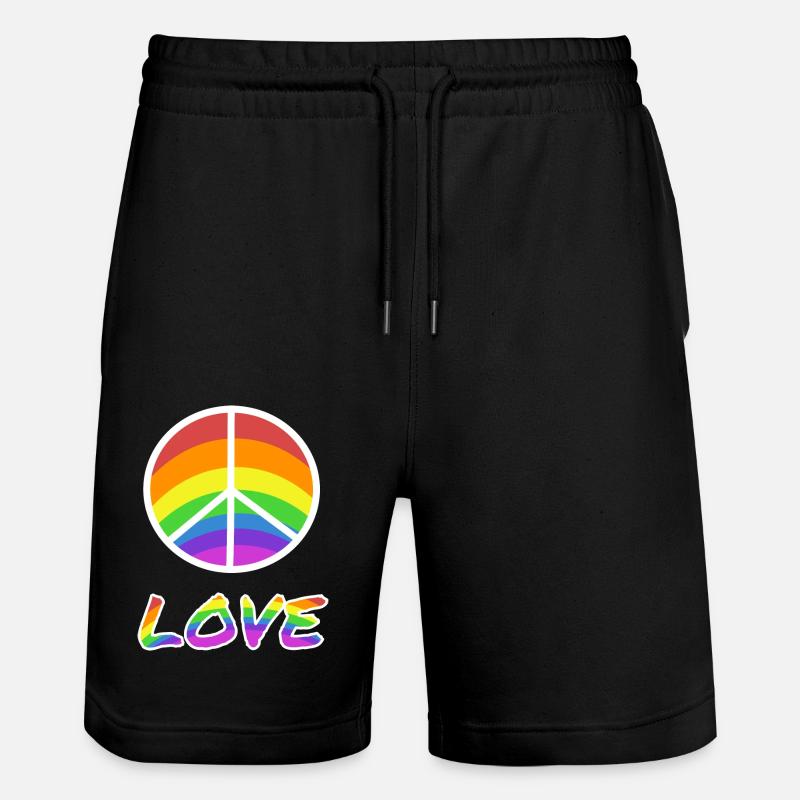 Peacezeichen Love Regenbogen - Stanley/Stella Unisex Bio Joggingshorts Trainer  - Schwarz