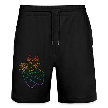 Gay Pride Parade LGBTQ+ Rainbow Flag Body Positive - Stanley/Stella Unisex Bio Joggingshorts Trainer  - Schwarz - Vorne - Nik (191cm) & Marisol (170cm)