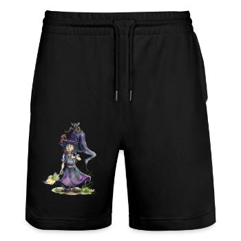 Little Witch - Short de jogging bio TRAINER Stanley/Stella unisexe - noir - Devant - Nik (191cm) & Marisol (170cm)