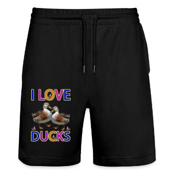 Amour de canard - Short de jogging bio TRAINER Stanley/Stella unisexe - noir - Devant - Nik (191cm) & Marisol (170cm)