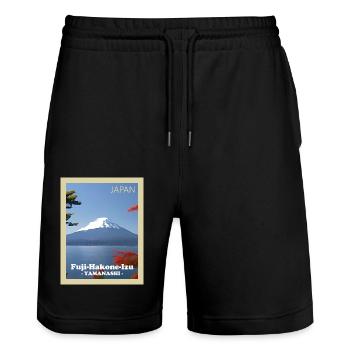 Japans Mount-Fuji-Nationalpark - Stanley/Stella Unisex Bio Joggingshorts Trainer  - Schwarz - Vorne - Nik (191cm) & Marisol (170cm)