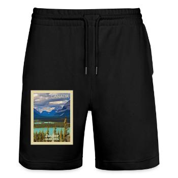 Jasper National Park - Stanley/Stella Trainer Unisex Organic Jogging Shorts - black - Front - Nik (191cm) & Marisol (170cm)