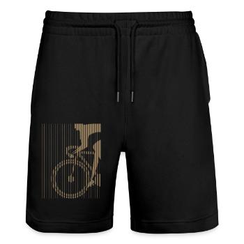 Silhouette cycliste dans le style du Bauhaus - Short de jogging bio TRAINER Stanley/Stella unisexe - noir - Devant - Nik (191cm) & Marisol (170cm)