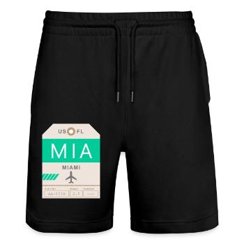 Miami Airport 1950 - Stanley/Stella Trainer Unisex Organic Jogging Shorts - black - Front - Nik (191cm) & Marisol (170cm)