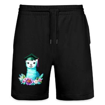 Bachelor Schulabschluss Alpaka Studium Absolvent - Stanley/Stella Unisex Bio Joggingshorts Trainer  - Schwarz - Vorne - Nik (191cm) & Marisol (170cm)
