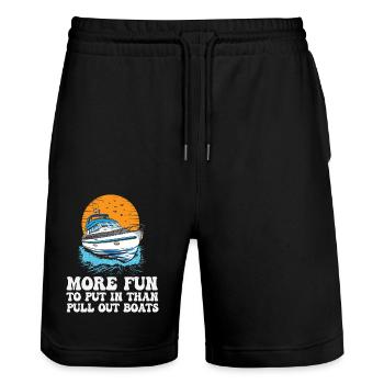 Funy Motorboating More Fun To Put In Than Pull - Stanley/Stella Trainer Unisex Organic Jogging Shorts - black - Front - Nik (191cm) & Marisol (170cm)