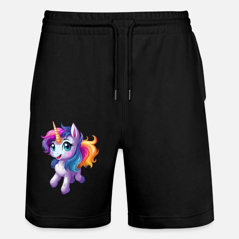 Süßes Einhorn Design - Stanley/Stella Unisex Bio Joggingshorts Trainer  - Schwarz