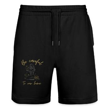 Klima Shirt für Umweltschützer - Stanley/Stella Unisex Bio Joggingshorts Trainer  - Schwarz - Vorne - Nik (191cm) & Marisol (170cm)