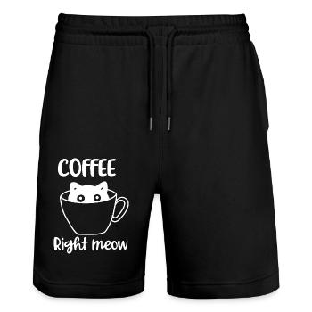 Lustige Kaffee Katze Coffee right meow Geschenk - Stanley/Stella Unisex Bio Joggingshorts Trainer  - Schwarz - Vorne - Nik (191cm) & Marisol (170cm)