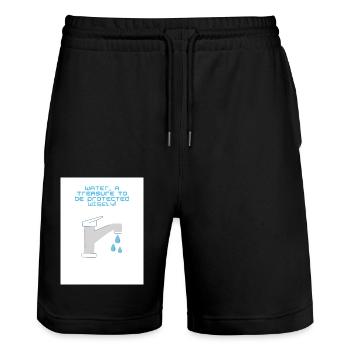 L’eau, un trésor - Short de jogging bio TRAINER Stanley/Stella unisexe - noir - Devant - Nik (191cm) & Marisol (170cm)