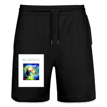 Be creative - Stanley/Stella Trainer Unisex Organic Jogging Shorts - black - Front - Nik (191cm) & Marisol (170cm)