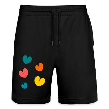 SAINT VALENTINE. bachelorette party. I LOVE YOU. I LOVE YOU. LOVE - Stanley/Stella Trainer Unisex Organic Jogging Shorts - black - Front - Nik (191cm) & Marisol (170cm)