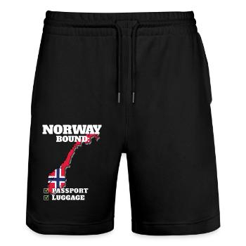 Norvège Pays à destination Voyage Drapeau norvégien - Short de jogging bio TRAINER Stanley/Stella unisexe - noir - Devant - Nik (191cm) & Marisol (170cm)