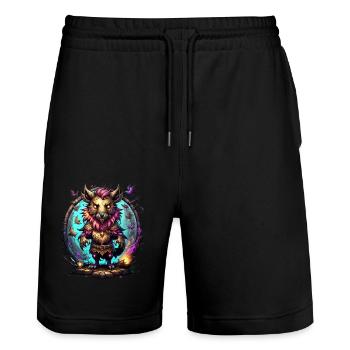 Graffiti Monster - Stanley/Stella Unisex Bio Joggingshorts Trainer  - Schwarz - Vorne - Nik (191cm) & Marisol (170cm)