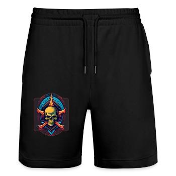 Rock 'N' Death - Stanley/Stella Trainer Unisex Organic Jogging Shorts - black - Front - Nik (191cm) & Marisol (170cm)