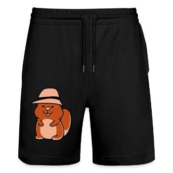 Hamster drôle - Short de jogging bio TRAINER Stanley/Stella unisexe - noir - Devant - Nik (191cm) & Marisol (170cm)