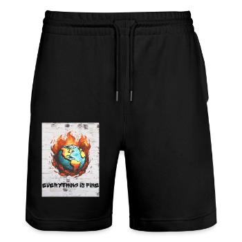 Planet Earth 🌎 - Everything is fine 2 - Stanley/Stella Unisex Bio Joggingshorts Trainer  - Schwarz - Vorne - Nik (191cm) & Marisol (170cm)