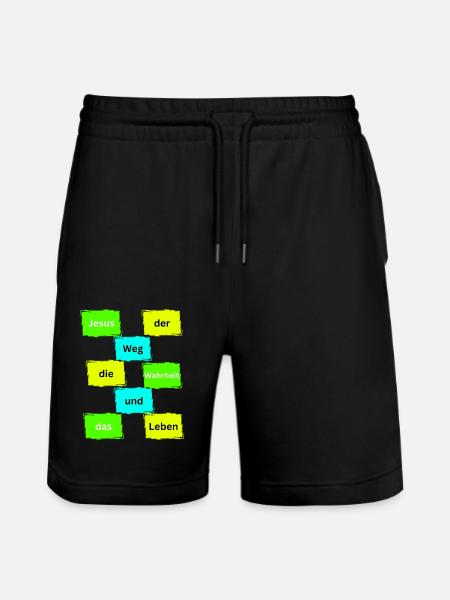 Jesus der weg bunt - Stanley/Stella Unisex Bio Joggingshorts Trainer - Schwarz