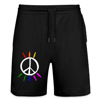 Peace - Stanley/Stella Unisex Bio Joggingshorts Trainer  - Schwarz - Vorne - Nik (191cm) & Marisol (170cm)