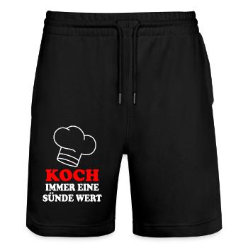 Koch - Stanley/Stella Unisex Bio Joggingshorts Trainer  - Schwarz - Vorne - Nik (191cm) & Marisol (170cm)