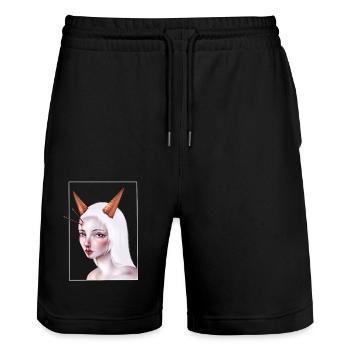 Anime Design - Stanley/Stella Unisex Bio Joggingshorts Trainer  - Schwarz - Vorne - Nik (191cm) & Marisol (170cm)