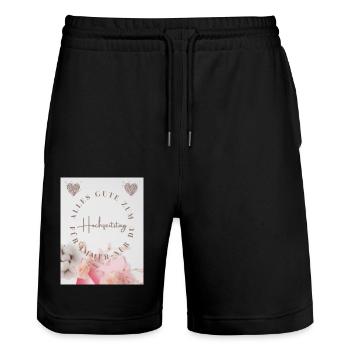 Hochzeitstag - Stanley/Stella Unisex Bio Joggingshorts Trainer  - Schwarz - Vorne - Nik (191cm) & Marisol (170cm)