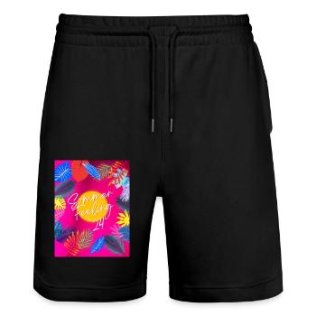 Sommer feeling 24 - Stanley/Stella Unisex Bio Joggingshorts Trainer  - Schwarz - Vorne - Nik (191cm) & Marisol (170cm)