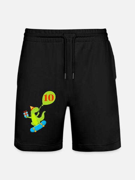 10th Anniversary Cute Dinosaur - Stanley/Stella Trainer Unisex Organic Jogging Shorts - black