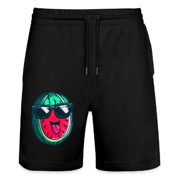 Pastèque fraîche avec lunettes de soleil - Kawaii Somme - Short de jogging bio TRAINER Stanley/Stella unisexe - noir - Devant - Nik (191cm) & Marisol (170cm)