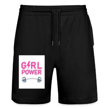Qualitychoices stylish clothing and accessories - Stanley/Stella Trainer Unisex Organic Jogging Shorts - black - Front - Nik (191cm) & Marisol (170cm)