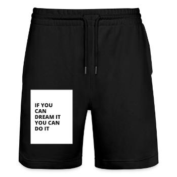 Qualitychoices stylish clothing and accessories - Stanley/Stella Trainer Unisex Organic Jogging Shorts - black - Front - Nik (191cm) & Marisol (170cm)