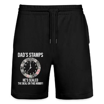Vintage Postage Stamps Collecting Dad Collectors - Stanley/Stella Trainer Unisex Organic Jogging Shorts - black - Front - Nik (191cm) & Marisol (170cm)