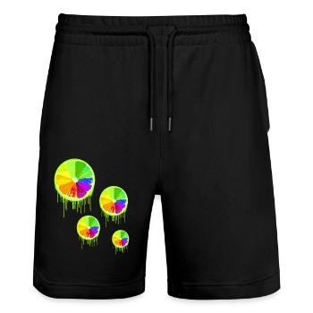 fruits colorés,citron vert,coloré,graffiti,LGBT - Short de jogging bio TRAINER Stanley/Stella unisexe - noir - Devant - Nik (191cm) & Marisol (170cm)